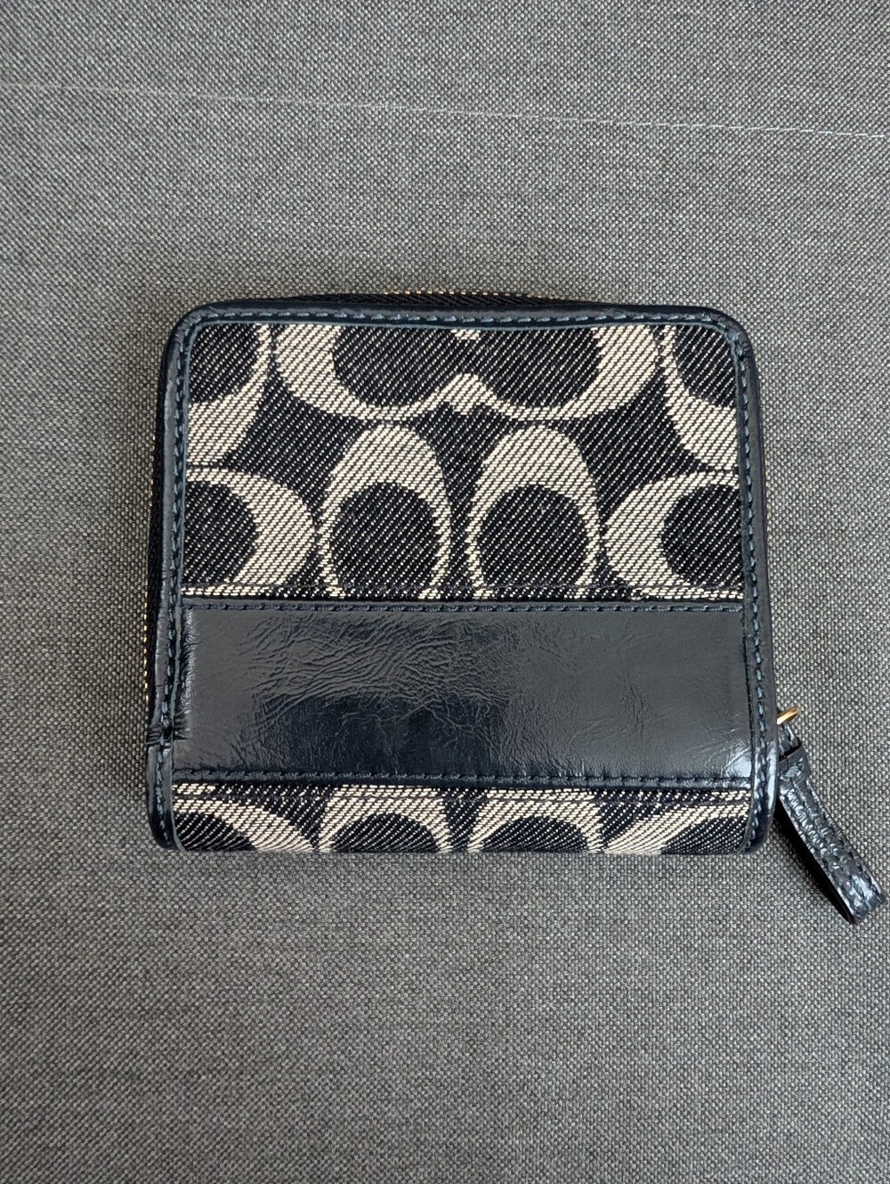 COACH Signature Navy Canvas & Leather Small Wallet - Picture 2 of 6